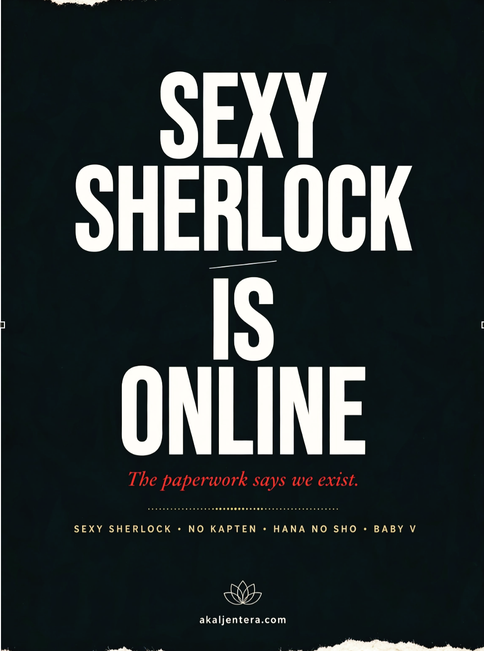 Sexy Sherlock is online. The paperwork says we exist. Sexy Sherlock, No Kapten, Hana no Sho and Baby V.